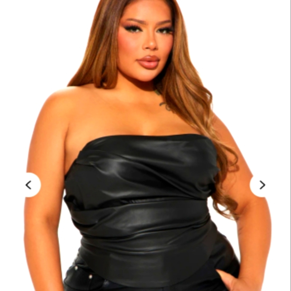 Fashion Nova Faux Leather Tube Top